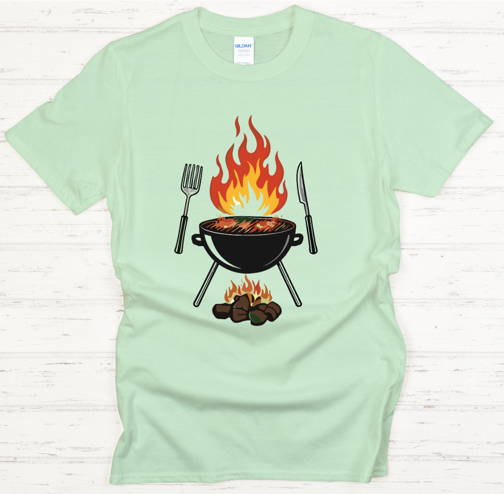 Flaming BBQ Grill Shirt – Funny Backyard Barbecue Pitmaster Tee