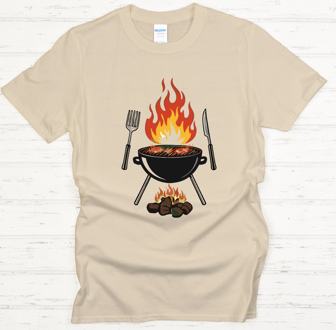 Flaming BBQ Grill Shirt – Funny Backyard Barbecue Pitmaster Tee