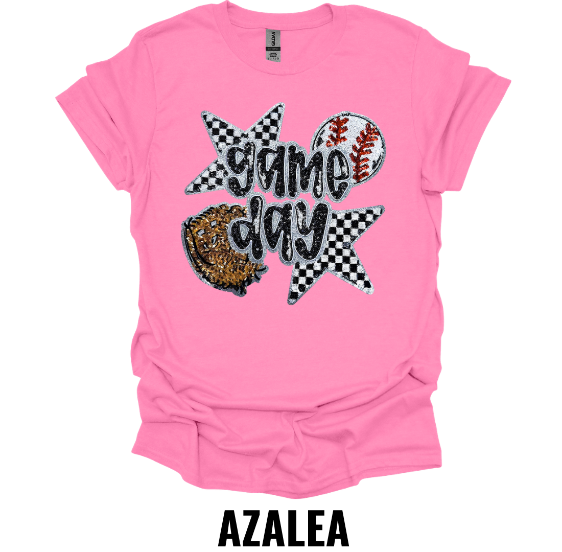 Game Day Baseball Shirt – Checkered Baseball Fan Graphic Tee