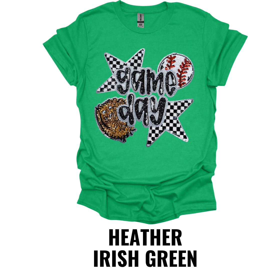 Game Day Baseball Shirt – Checkered Baseball Fan Graphic Tee