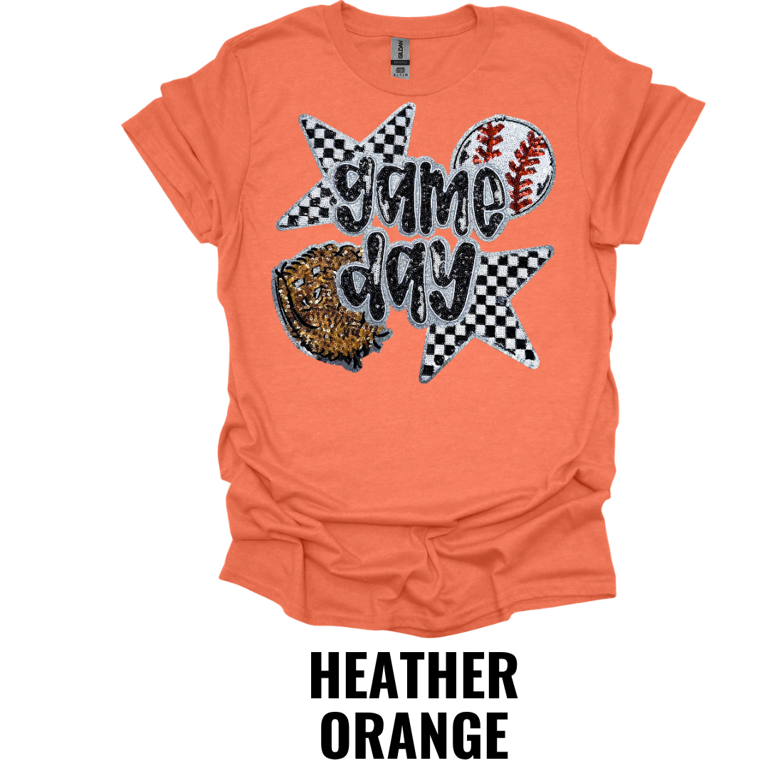 Game Day Baseball Shirt – Checkered Baseball Fan Graphic Tee