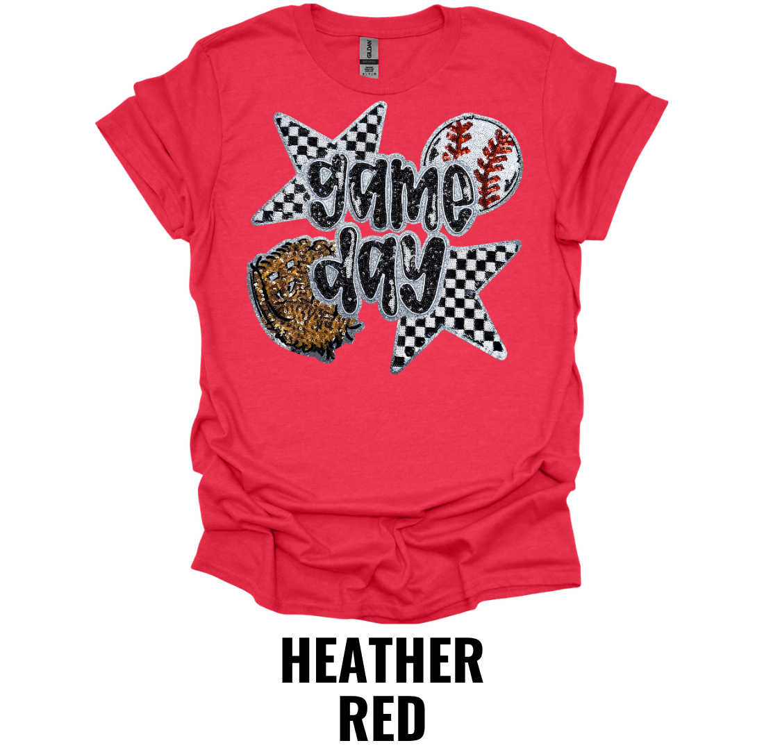 Game Day Baseball Shirt – Checkered Baseball Fan Graphic Tee