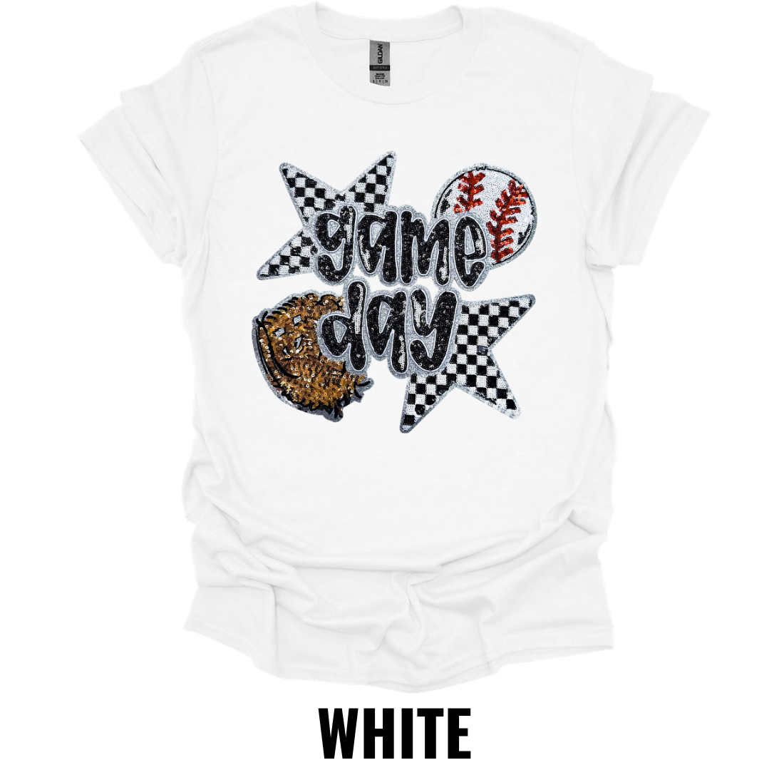 Game Day Baseball Shirt – Checkered Baseball Fan Graphic Tee