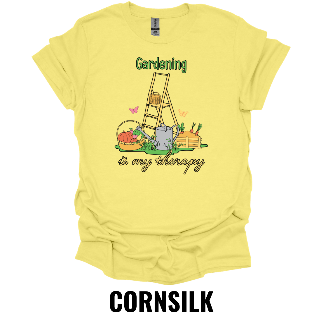 Gardening Is My Therapy T-Shirt – Funny Gardener & Plant Lover Graphic Tee