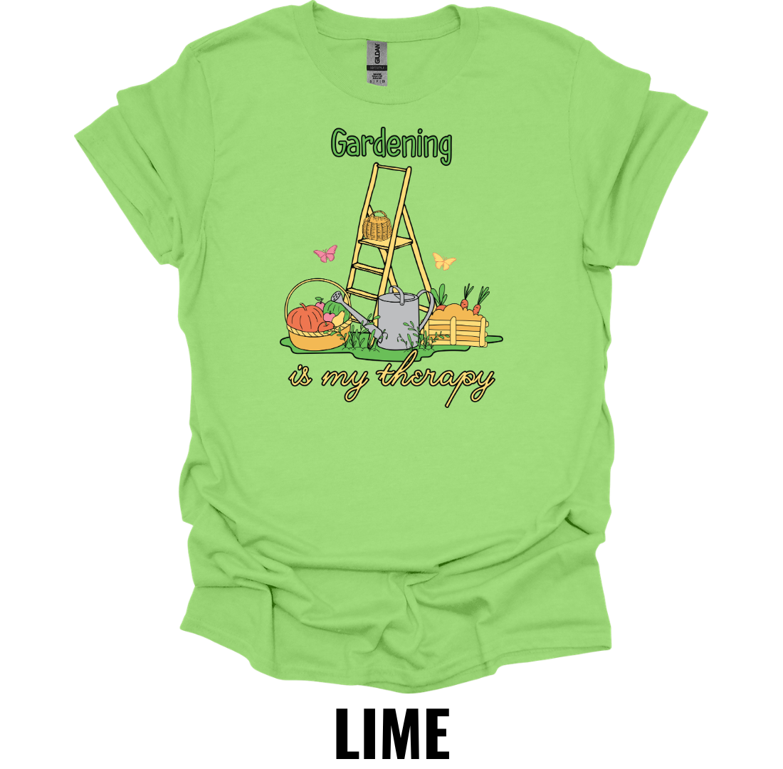 Gardening Is My Therapy T-Shirt – Funny Gardener & Plant Lover Graphic Tee