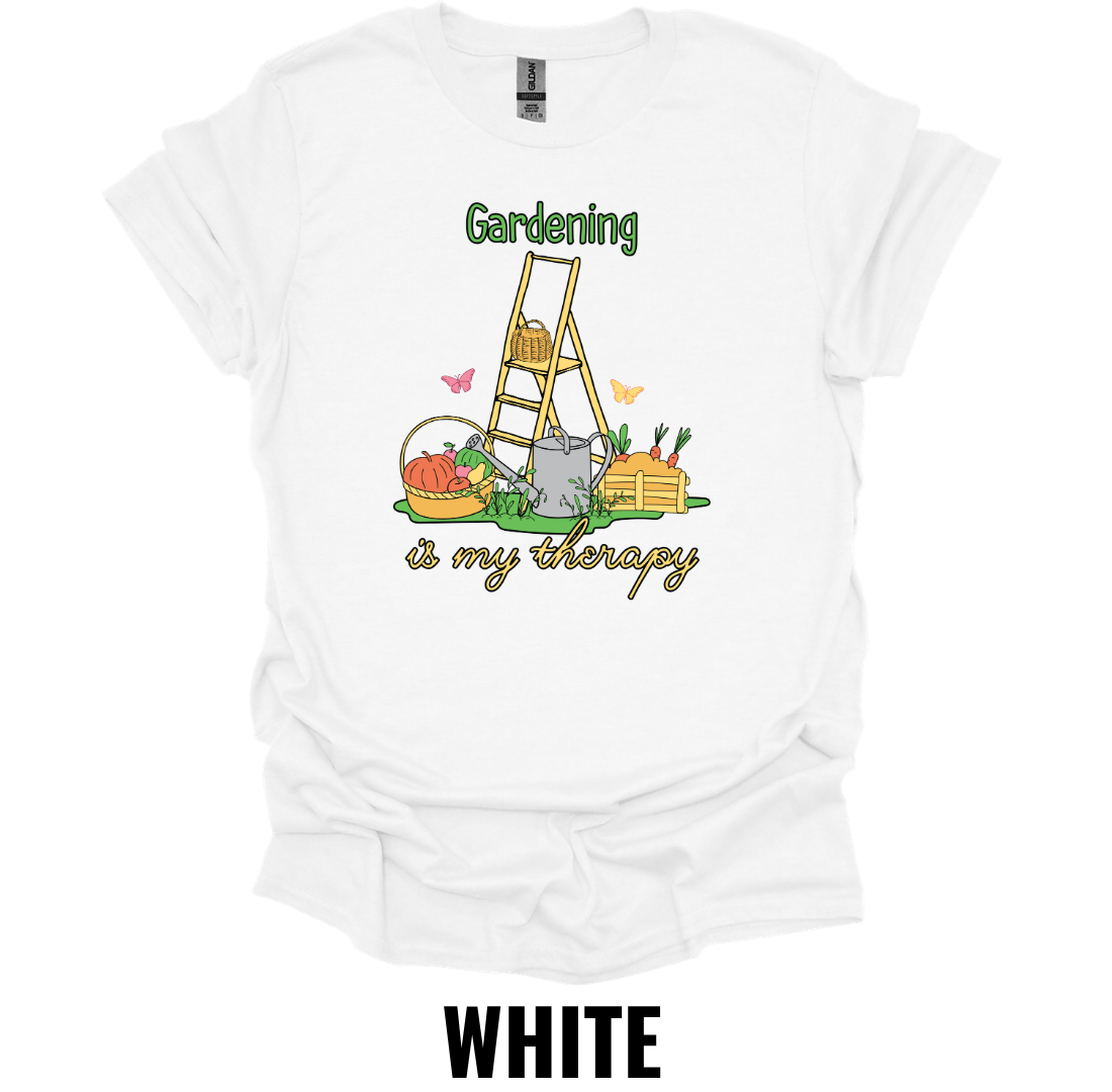Gardening Is My Therapy T-Shirt – Funny Gardener & Plant Lover Graphic Tee