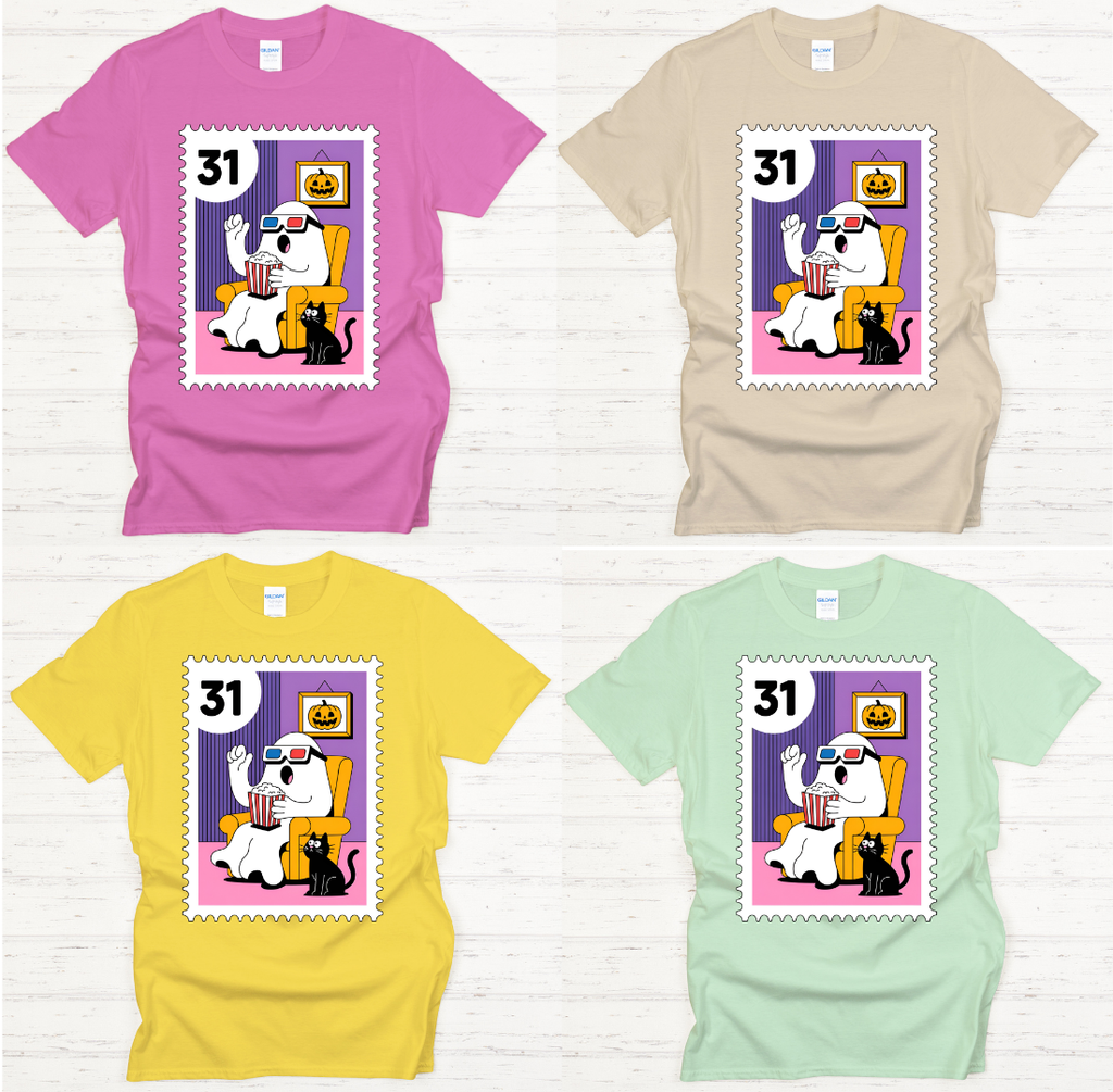 Ghost Movie Night Halloween Shirt – Cute Spooky October 31 Tee