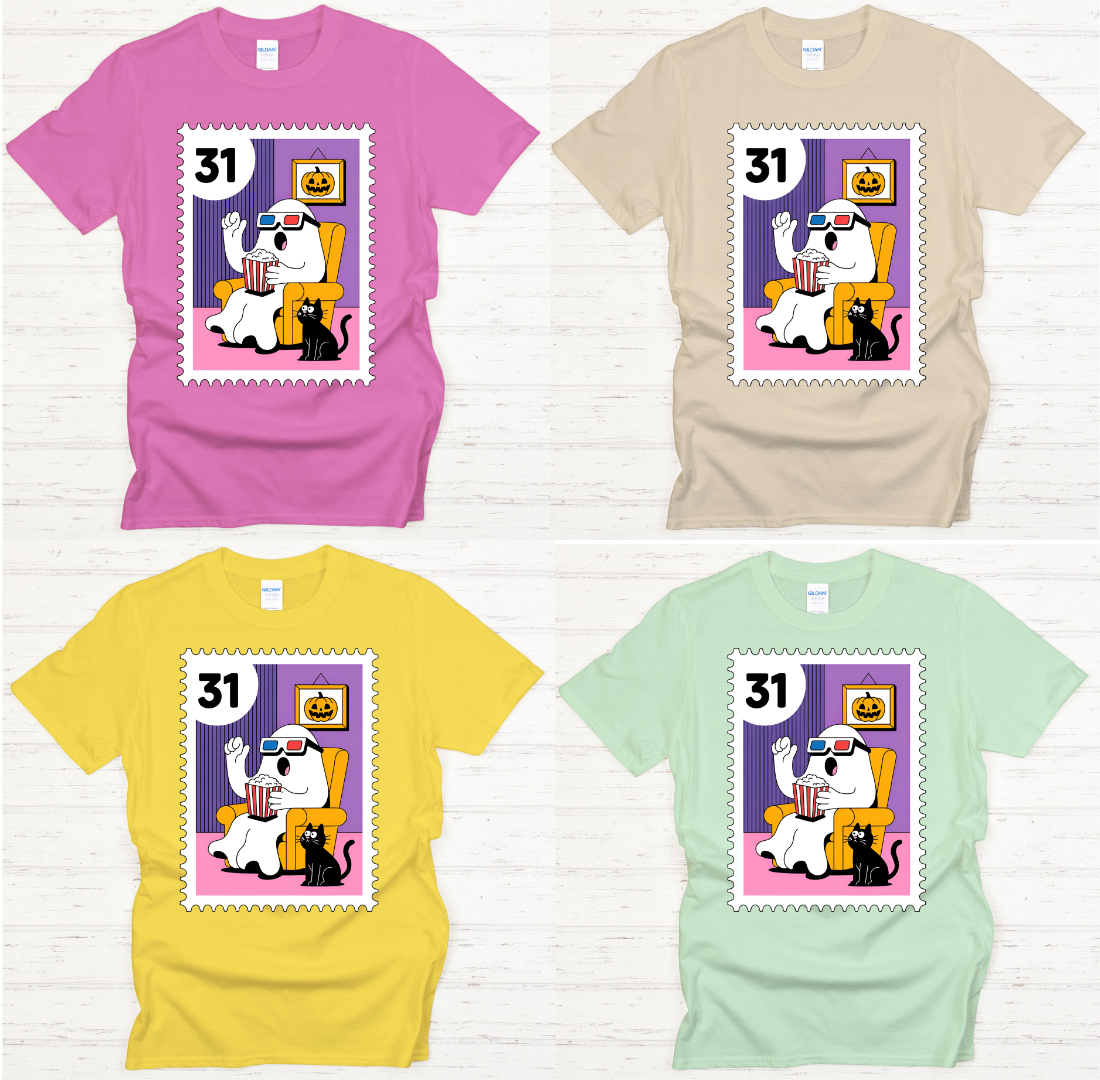 Ghost Movie Night Halloween Shirt – Cute Spooky October 31 Tee