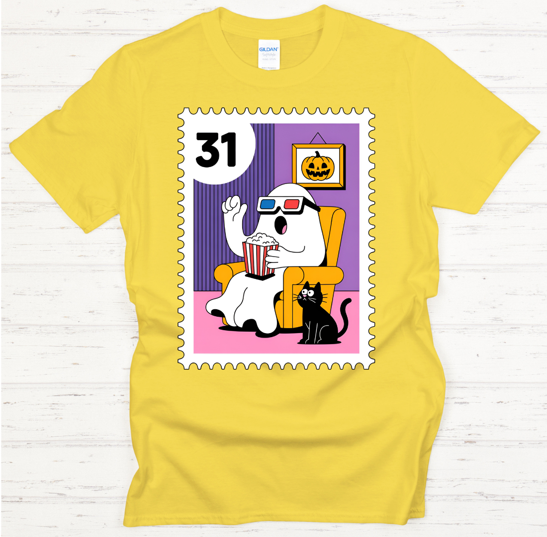 Ghost Movie Night Halloween Shirt – Cute Spooky October 31 Tee