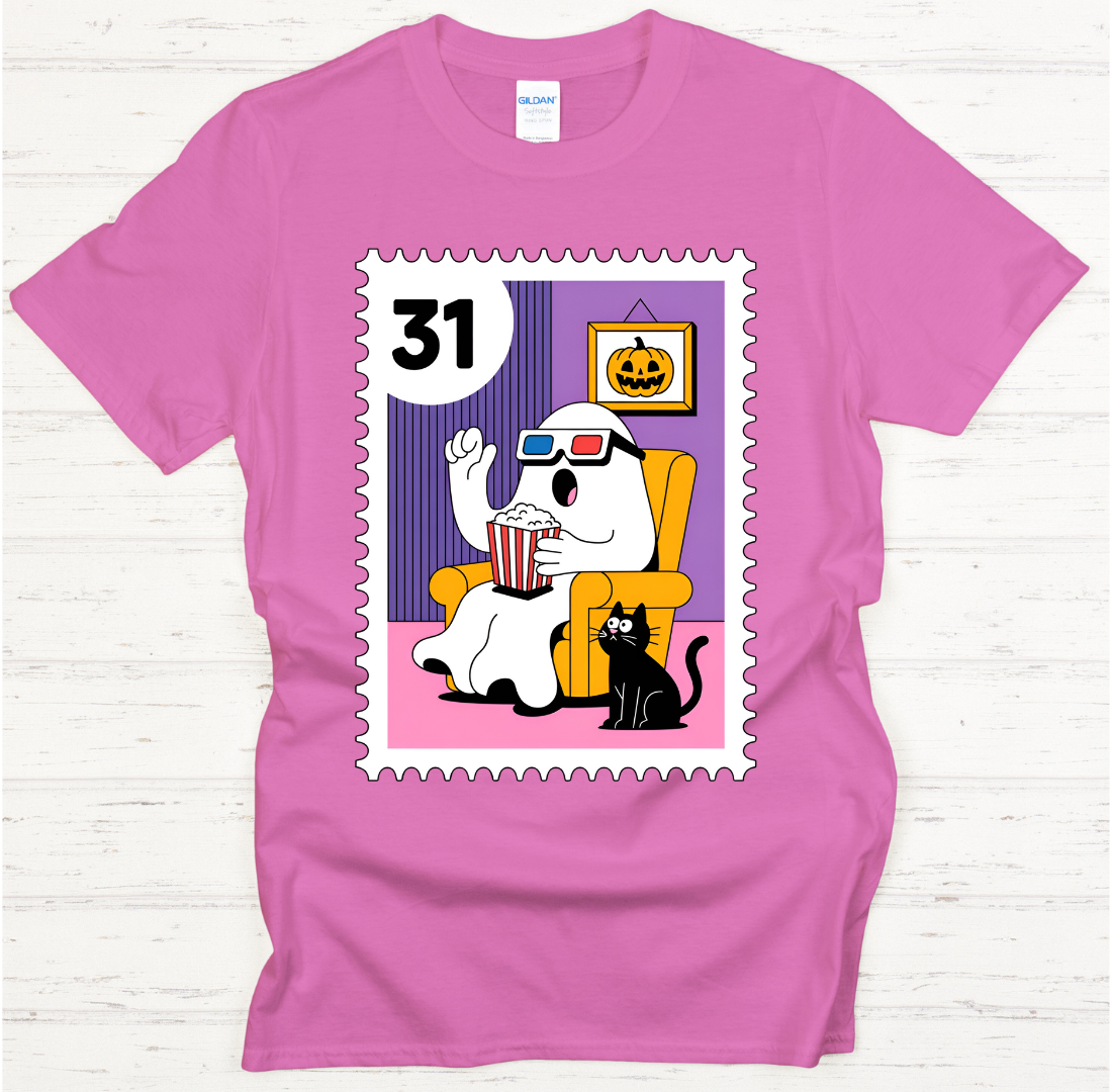 Ghost Movie Night Halloween Shirt – Cute Spooky October 31 Tee