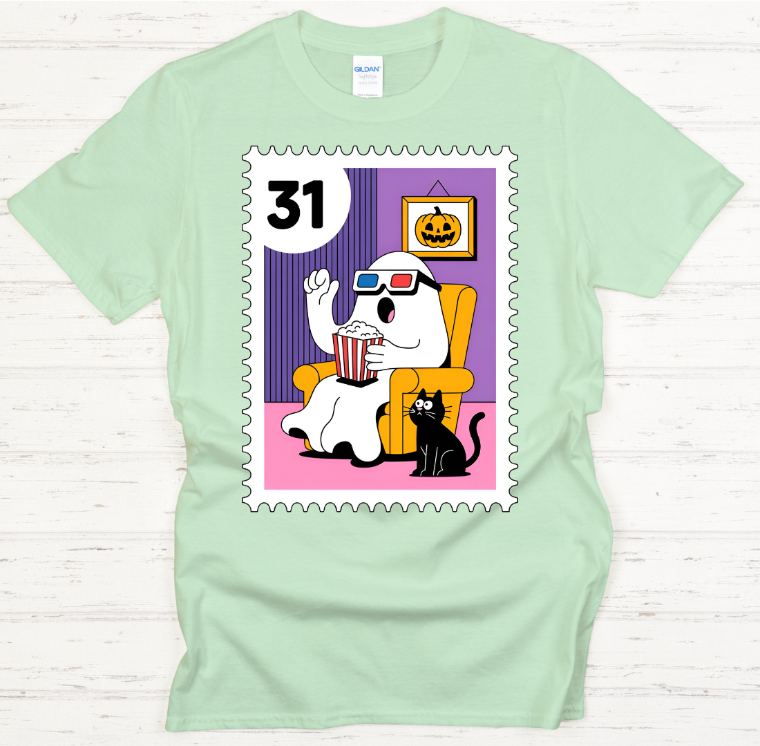 Ghost Movie Night Halloween Shirt – Cute Spooky October 31 Tee