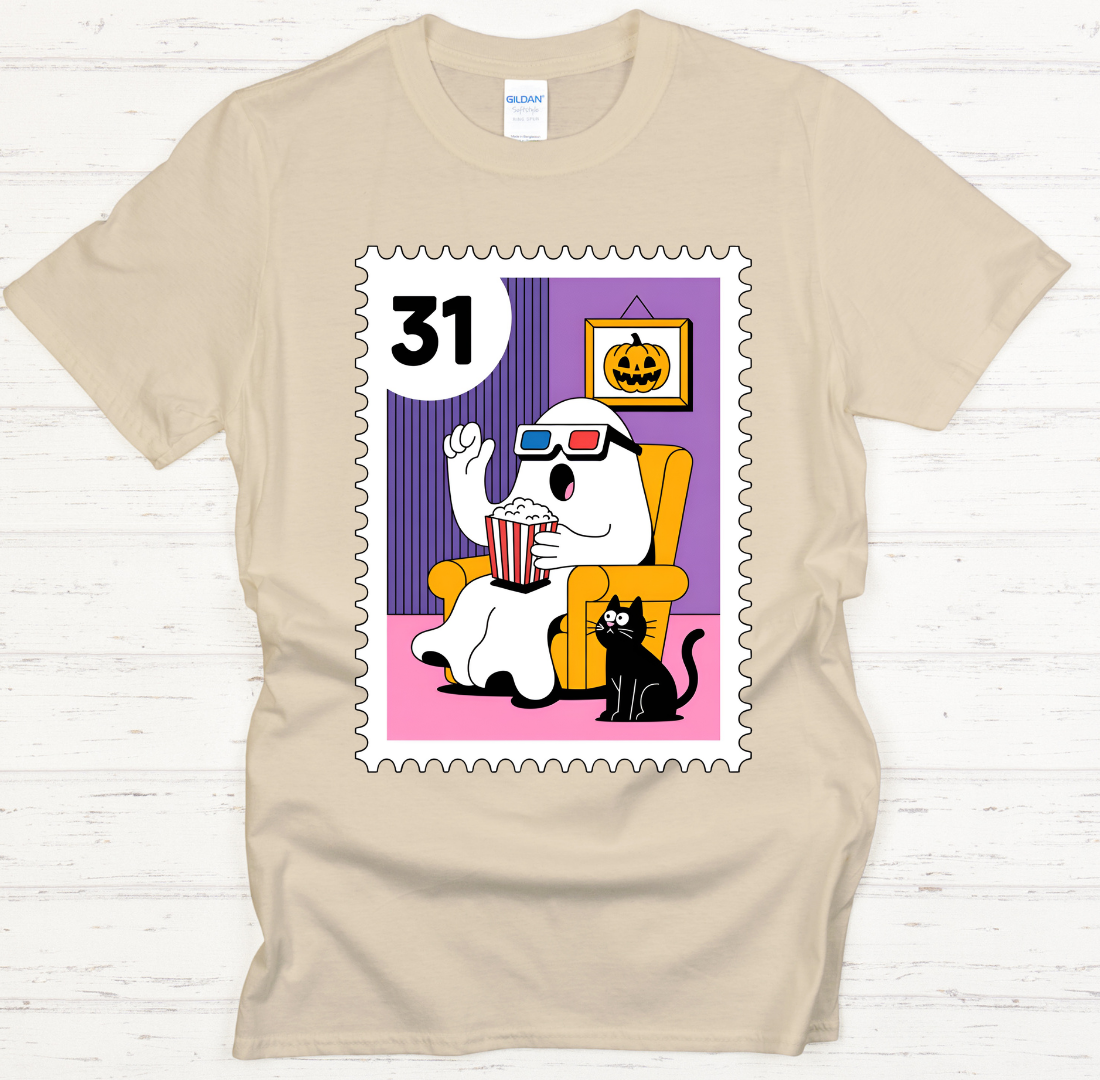 Ghost Movie Night Halloween Shirt – Cute Spooky October 31 Tee