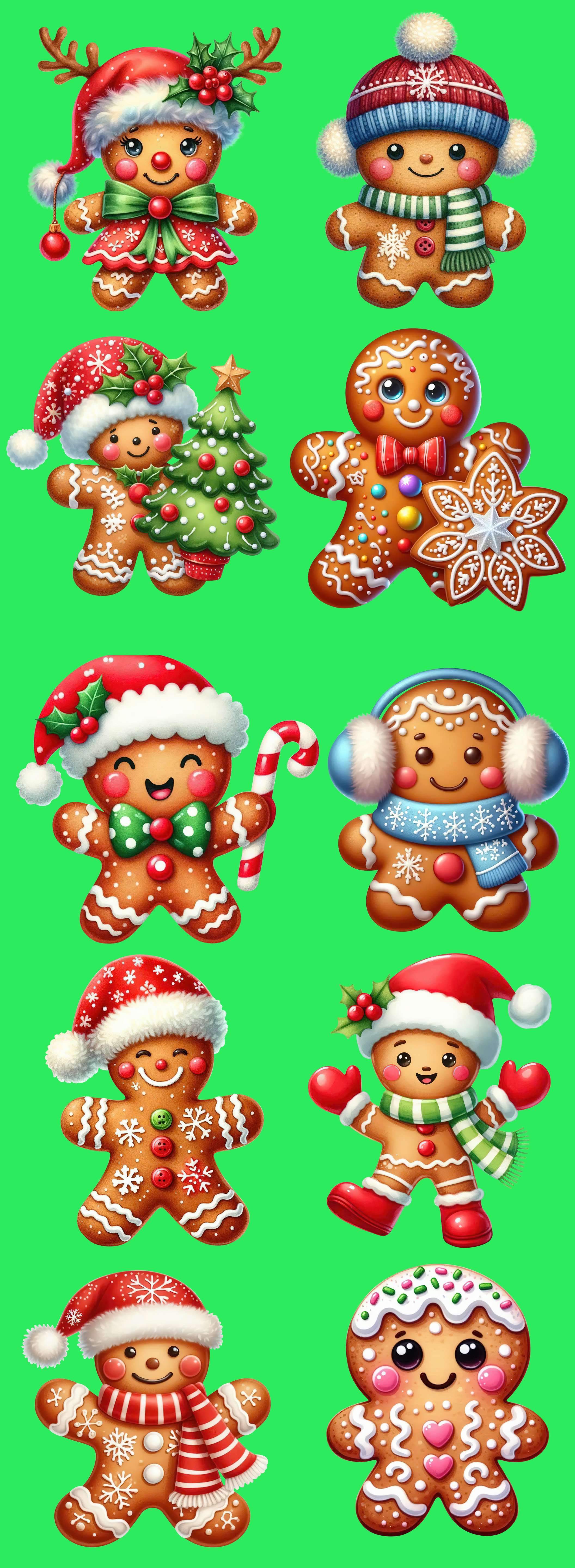 Gingerbread Christmas DTF Gang Sheet | Cute Cookie Holiday Designs