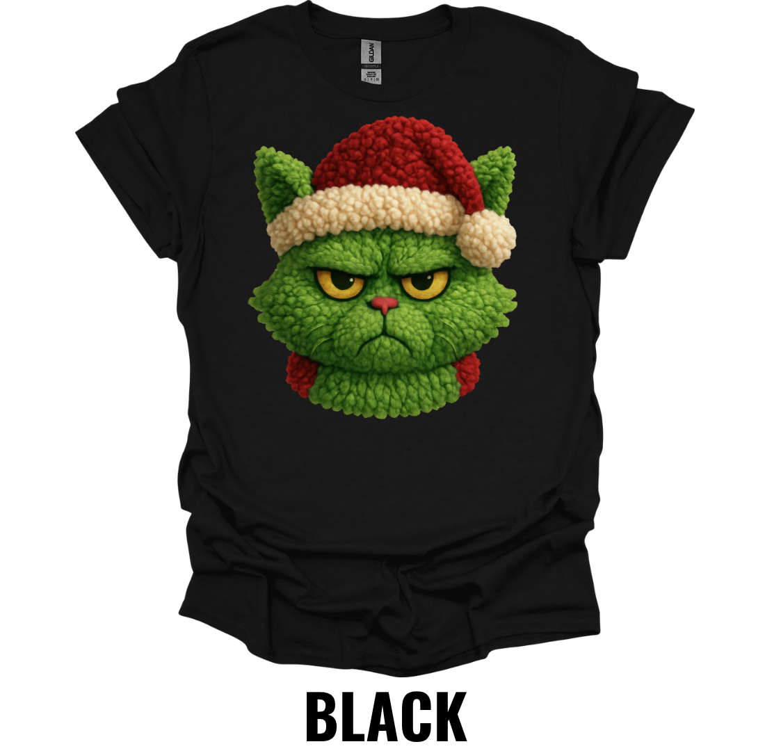 Grumpy Christmas Cat Shirt – Funny Santa Hat Holiday Cat Graphic Tee