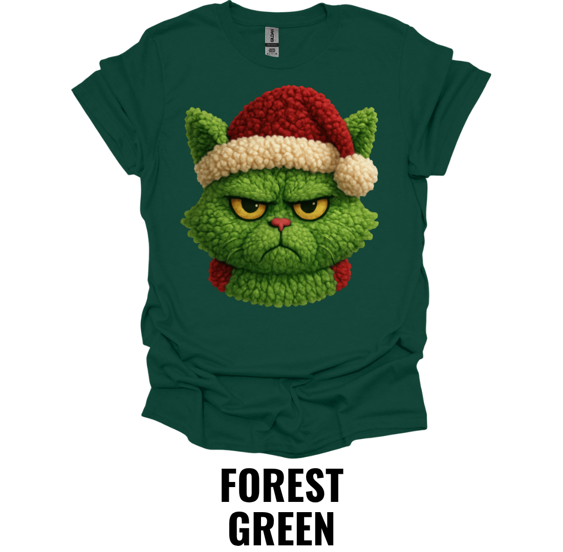 Grumpy Christmas Cat Shirt – Funny Santa Hat Holiday Cat Graphic Tee