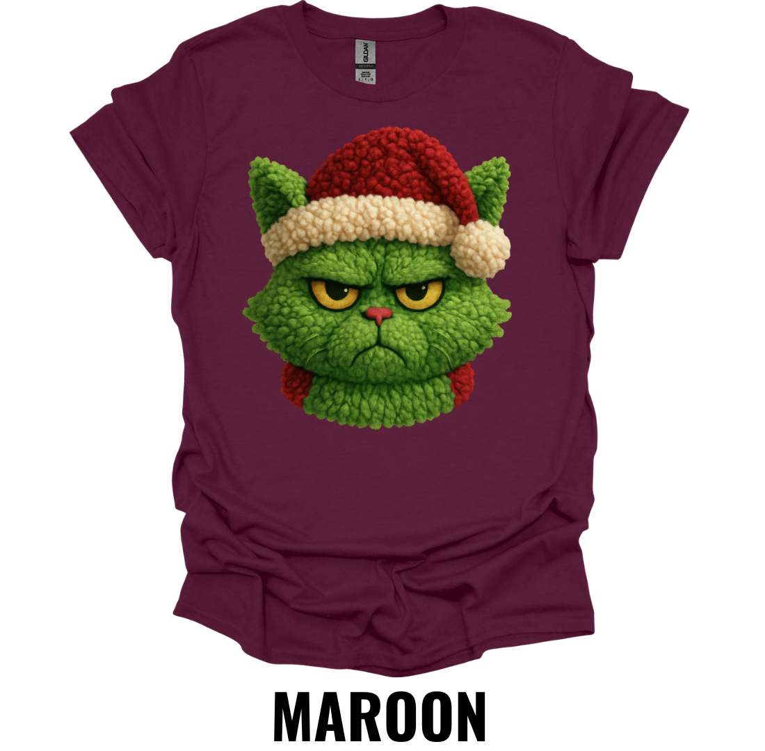 Grumpy Christmas Cat Shirt – Funny Santa Hat Holiday Cat Graphic Tee