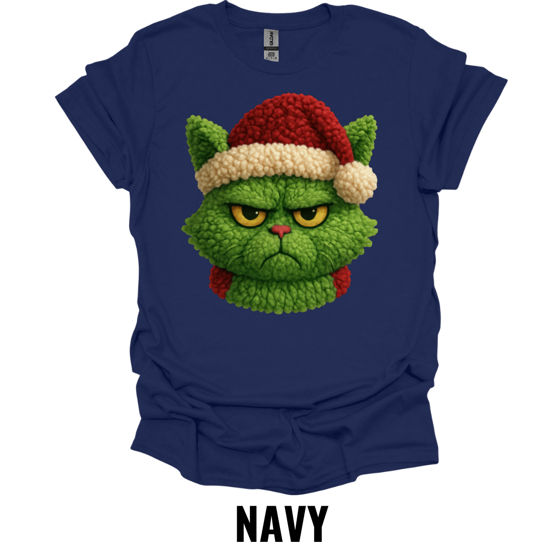 Grumpy Christmas Cat Shirt – Funny Santa Hat Holiday Cat Graphic Tee