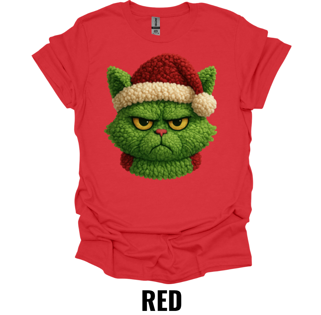 Grumpy Christmas Cat Shirt – Funny Santa Hat Holiday Cat Graphic Tee