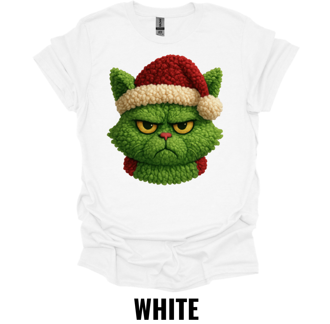 Grumpy Christmas Cat Shirt – Funny Santa Hat Holiday Cat Graphic Tee