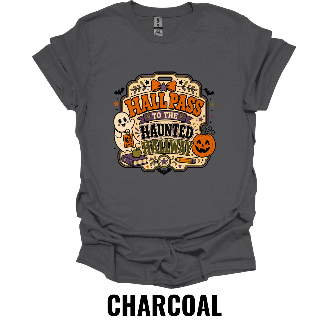 Hall Pass to the Haunted Hallways T-Shirt – Funny Halloween Teacher Tee
