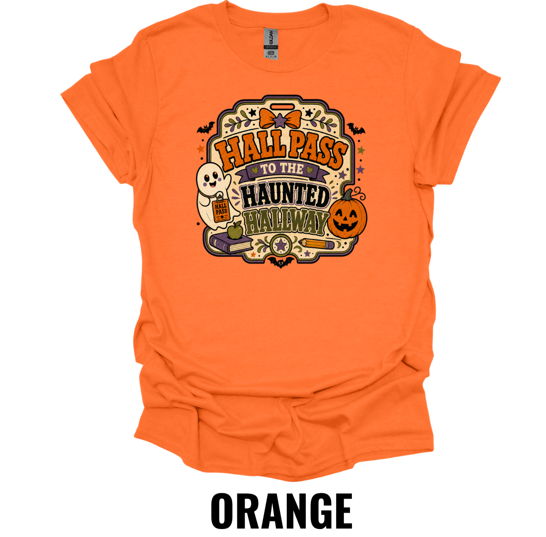 Hall Pass to the Haunted Hallways T-Shirt – Funny Halloween Teacher Tee