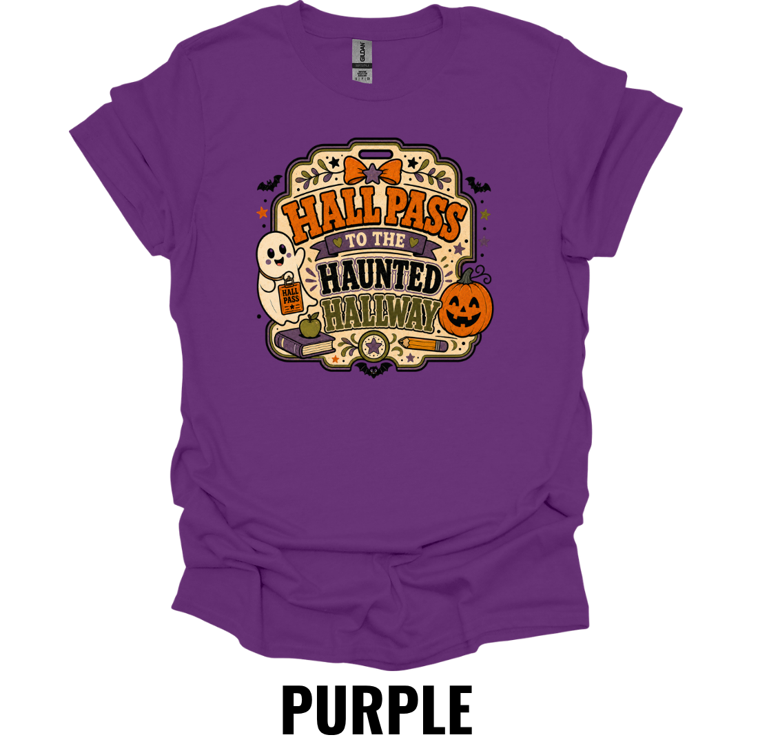 Hall Pass to the Haunted Hallways T-Shirt – Funny Halloween Teacher Tee