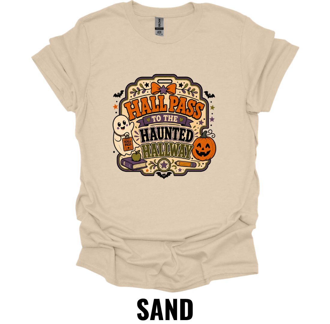Hall Pass to the Haunted Hallways T-Shirt – Funny Halloween Teacher Tee