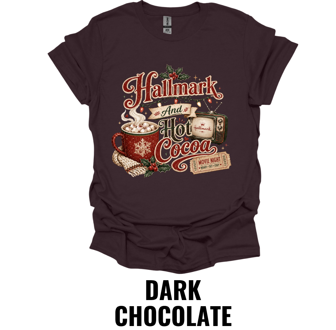 Hallmark and Hot Cocoa T-Shirt – Cozy Christmas Movie Tee