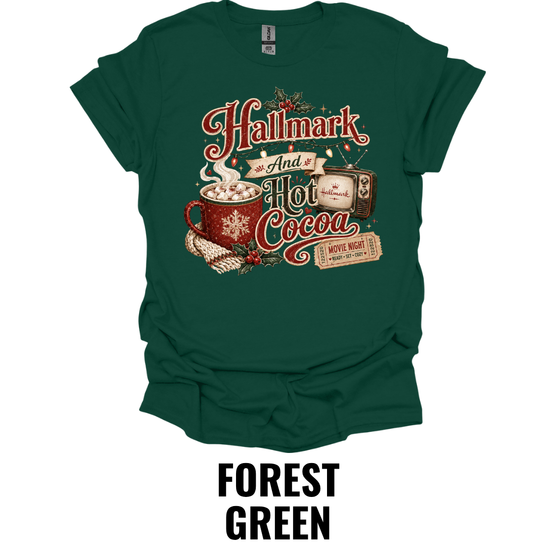 Hallmark and Hot Cocoa T-Shirt – Cozy Christmas Movie Tee