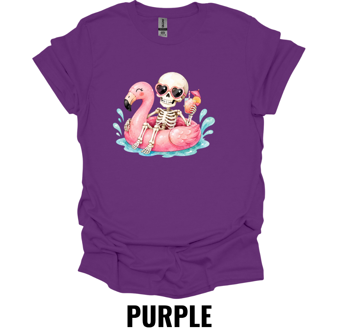 Skeleton Flamingo Float T-Shirt – Summerween Pool Party Tee