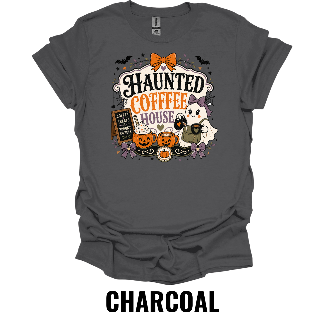 Haunted Coffee House T-Shirt – Cute Halloween Coffee Tee