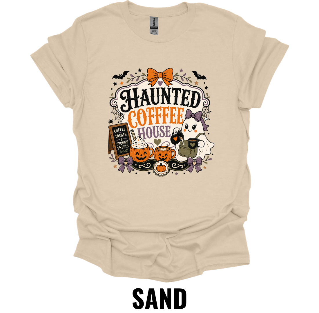 Haunted Coffee House T-Shirt – Cute Halloween Coffee Tee