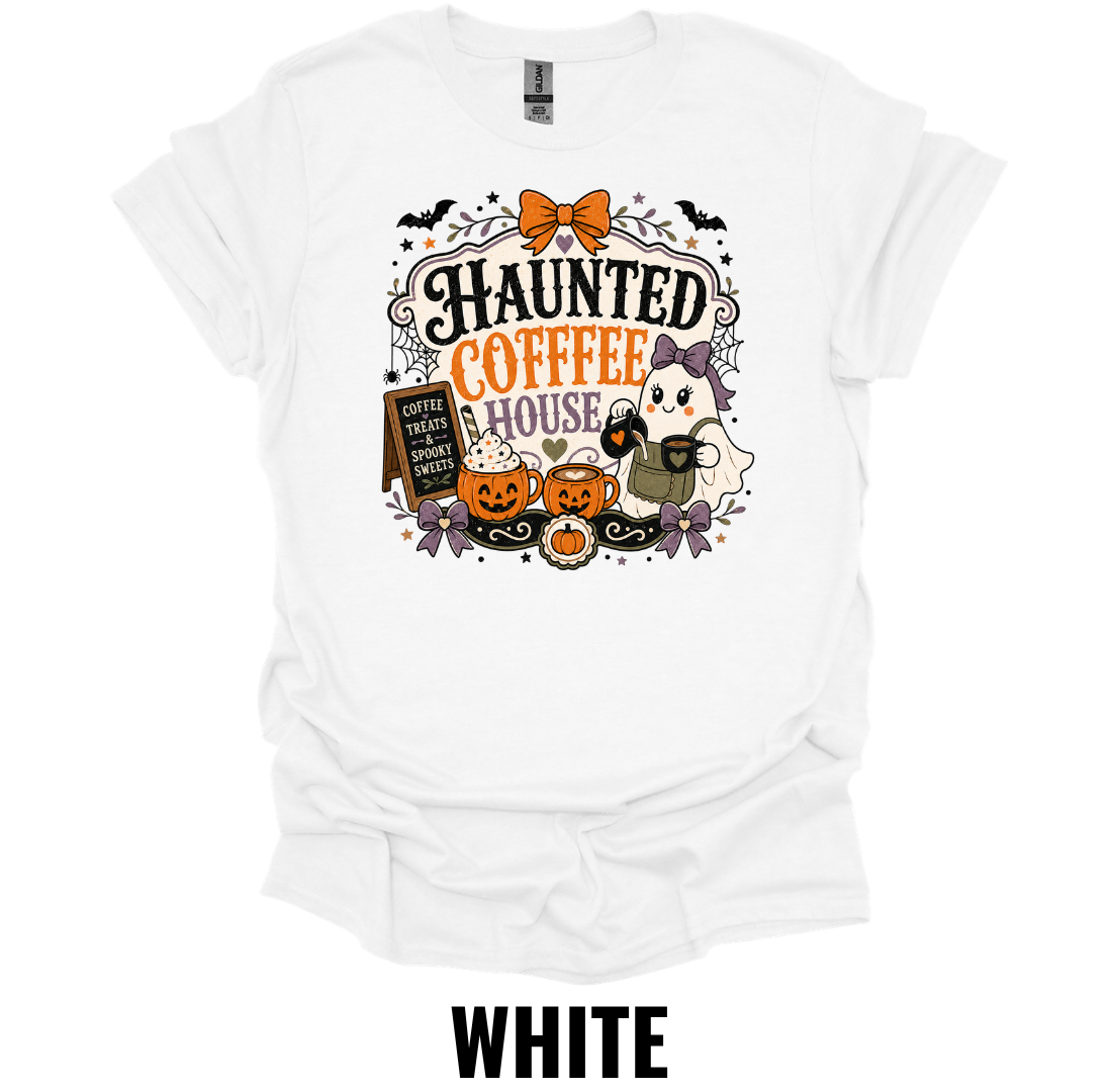 Haunted Coffee House T-Shirt – Cute Halloween Coffee Tee