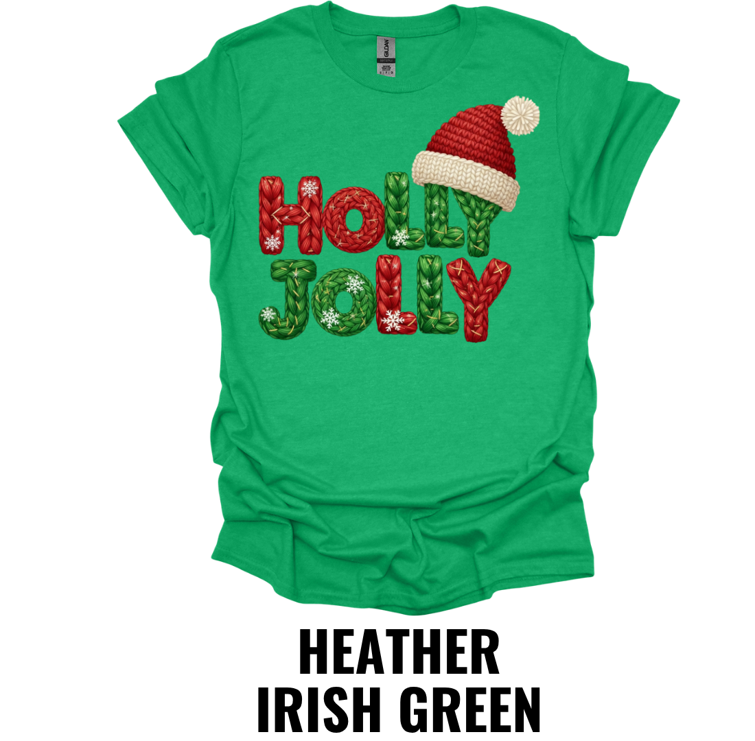 Holly Jolly Christmas Shirt – Festive Holiday Lettering Graphic Tee