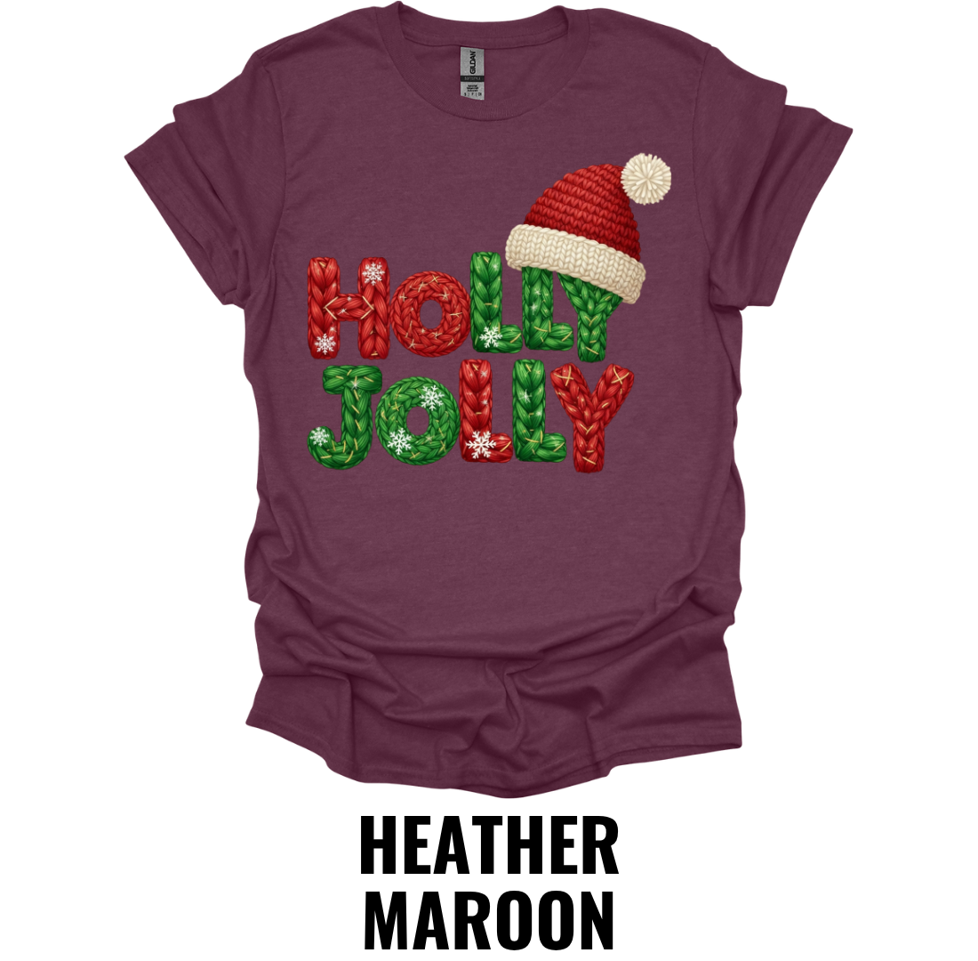 Holly Jolly Christmas Shirt – Festive Holiday Lettering Graphic Tee