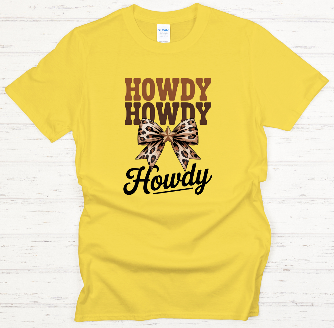 Howdy Howdy Leopard Bow Western Shirt – Cute Cowgirl Country Tee