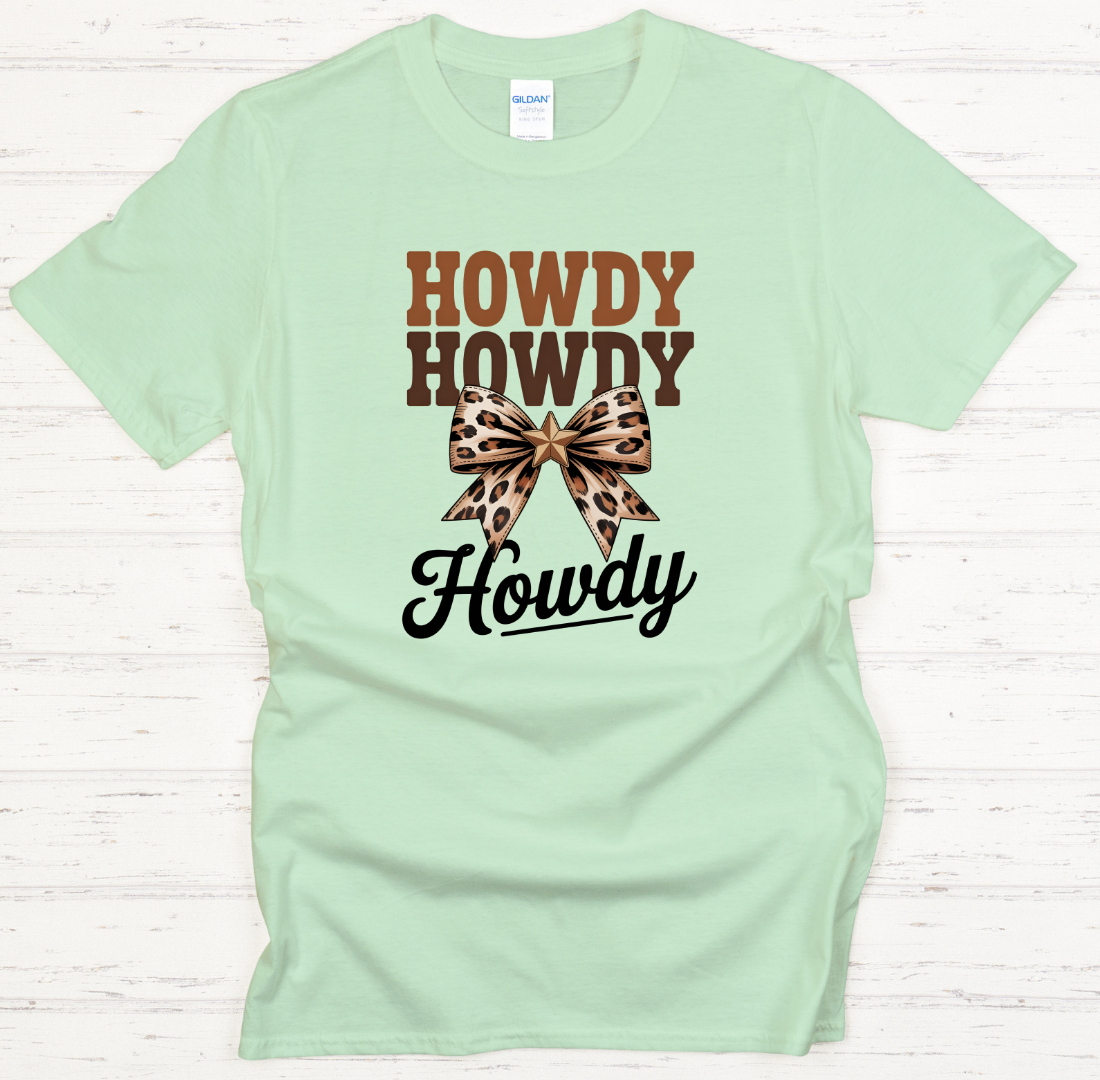 Howdy Howdy Leopard Bow Western Shirt – Cute Cowgirl Country Tee