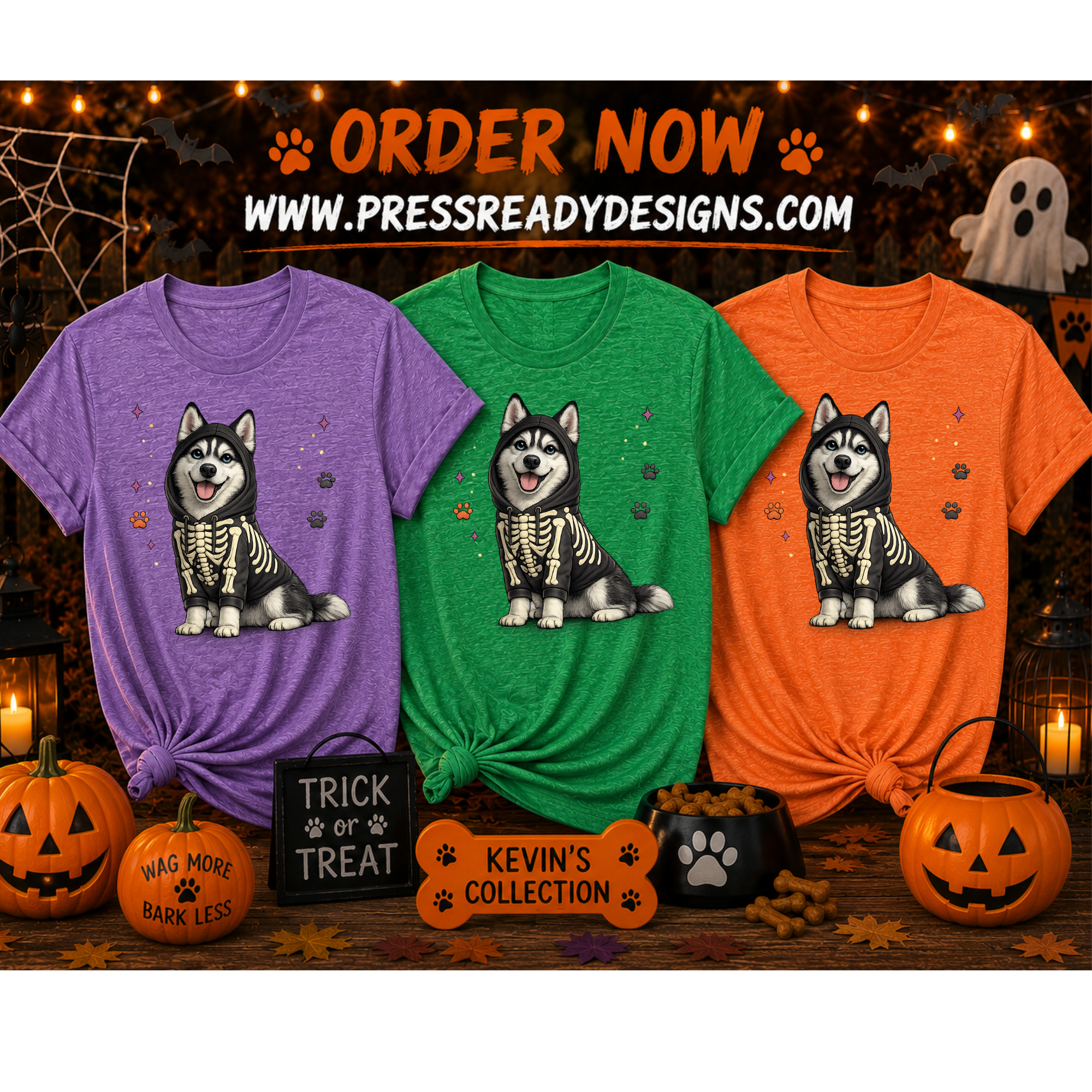 Skeleton Husky Dog Hoodie Shirt