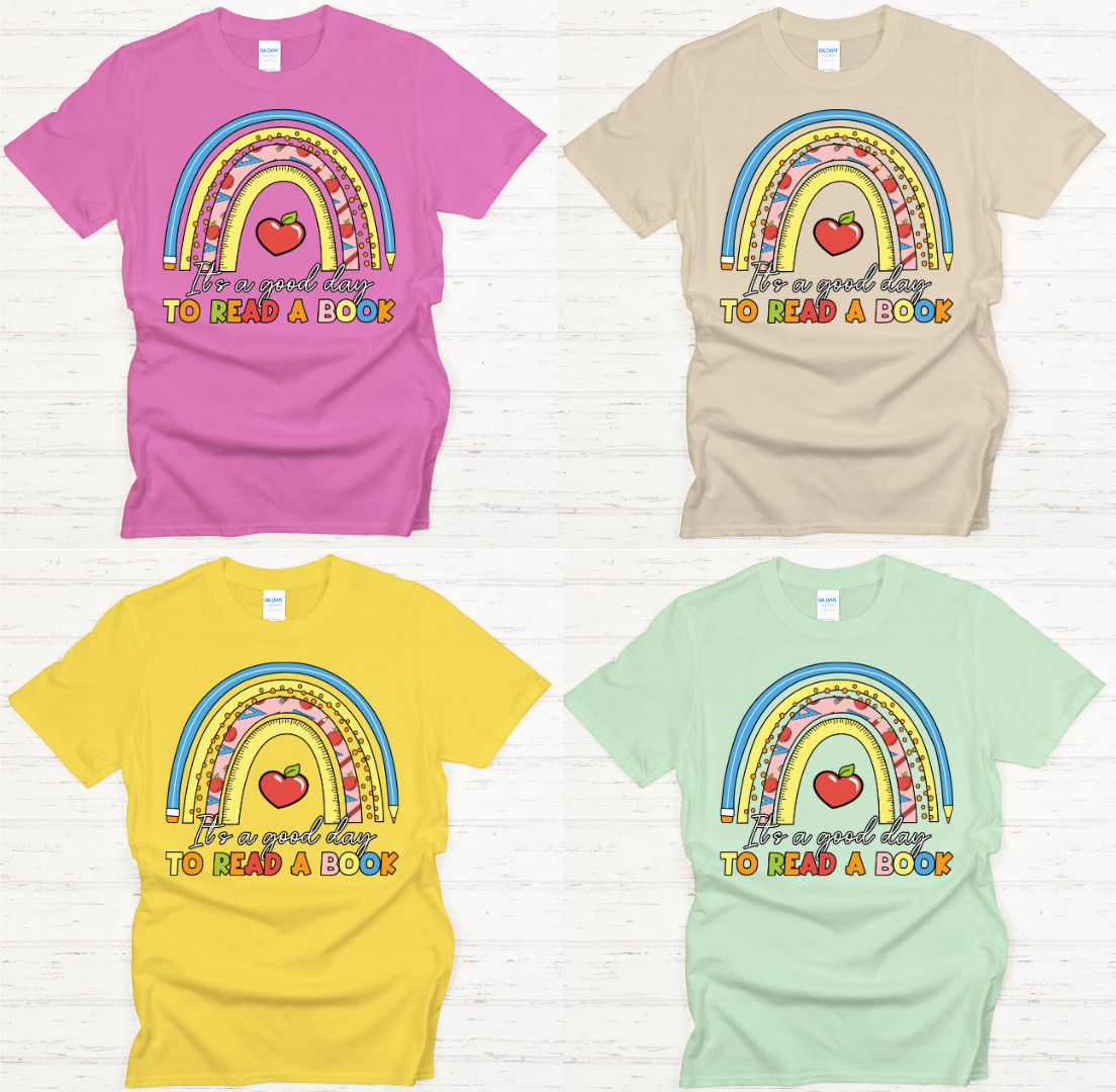 It's a Good Day to Read a Book Graphic Shirt on Gildan Softstyle Tee