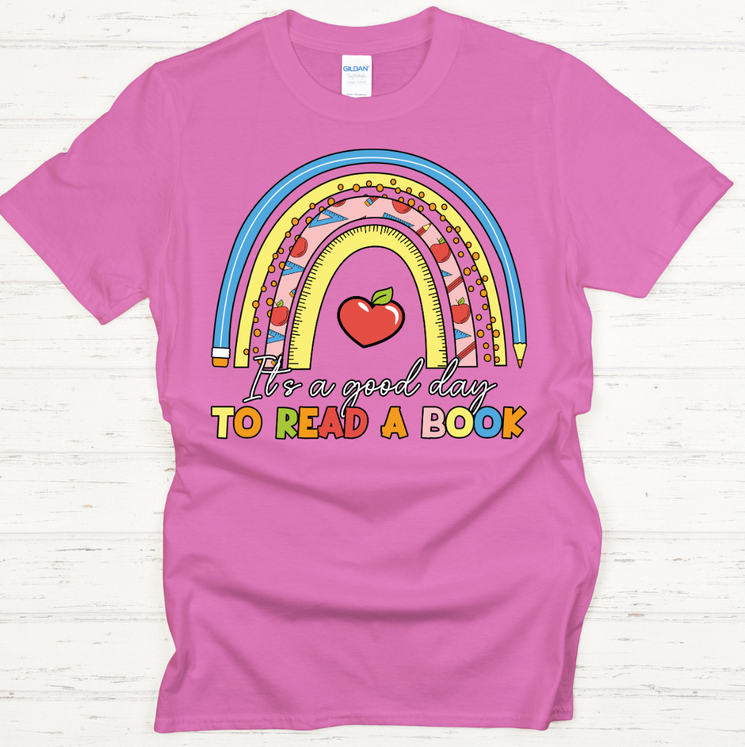 It's a Good Day to Read a Book Graphic Shirt on Gildan Softstyle Tee
