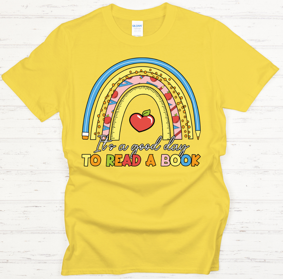 It's a Good Day to Read a Book Graphic Shirt on Gildan Softstyle Tee
