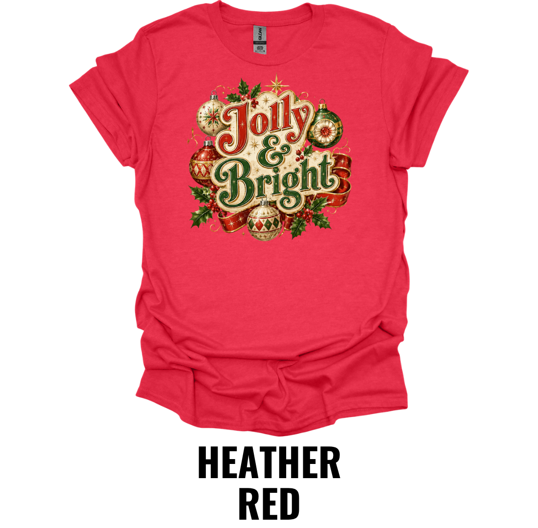 Jolly & Bright T-Shirt – Vintage Christmas Graphic Tee