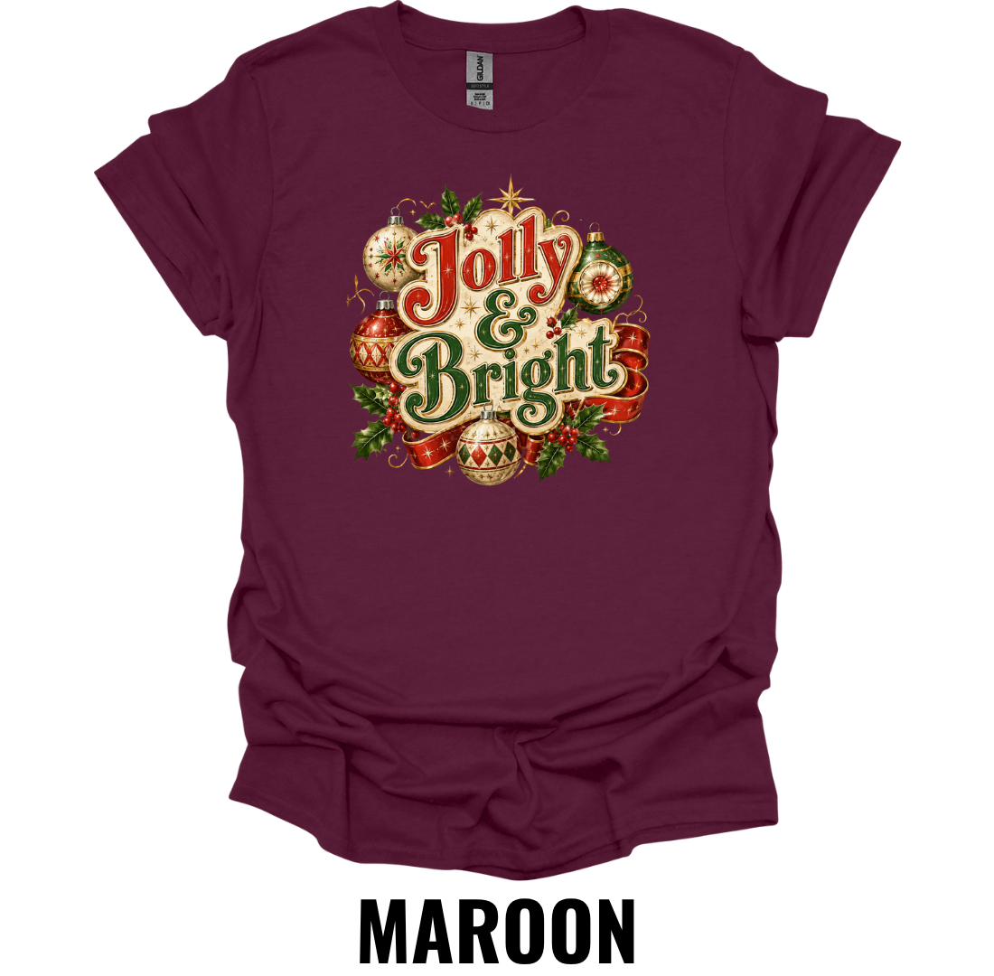 Jolly & Bright T-Shirt – Vintage Christmas Graphic Tee