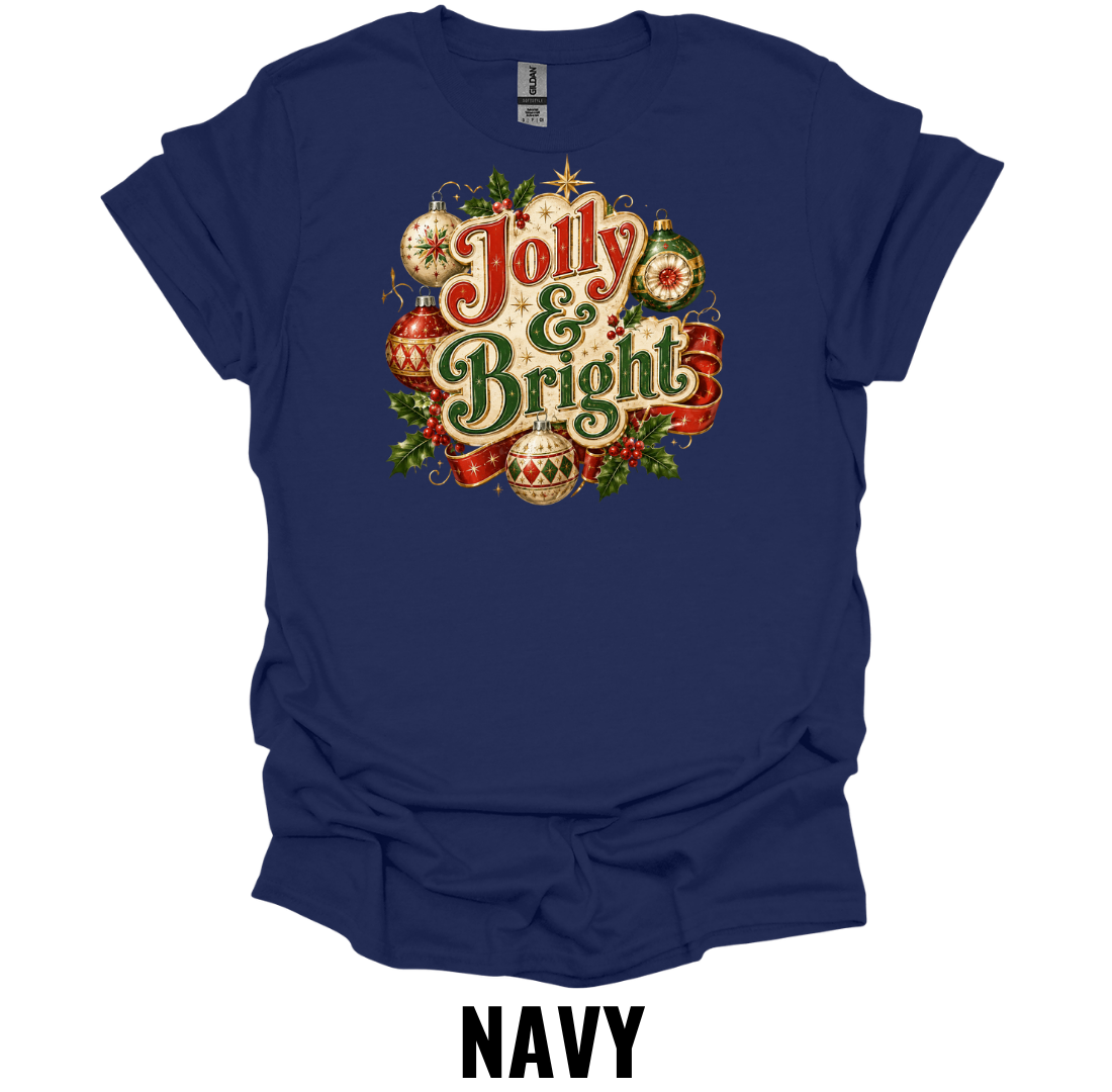 Jolly & Bright T-Shirt – Vintage Christmas Graphic Tee