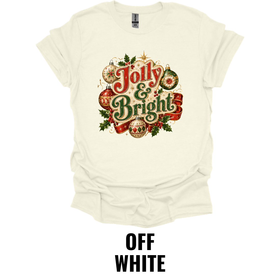 Jolly & Bright T-Shirt – Vintage Christmas Graphic Tee