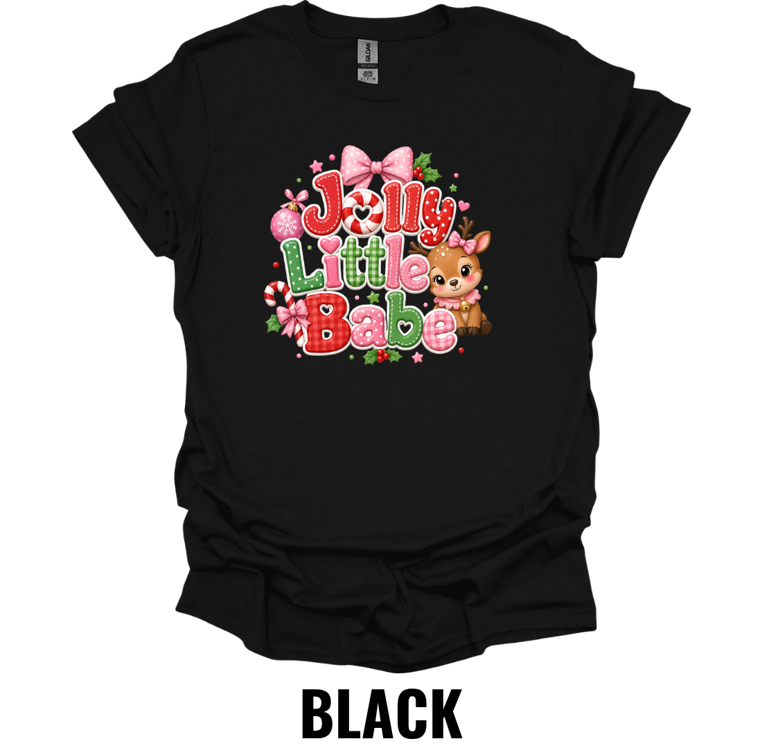 Jolly Little Babe Youth Christmas T-Shirt – Cute Girls Holiday Graphic Tee