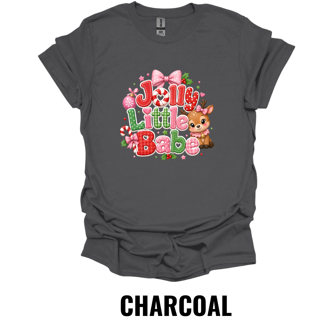 Jolly Little Babe Youth Christmas T-Shirt – Cute Girls Holiday Graphic Tee