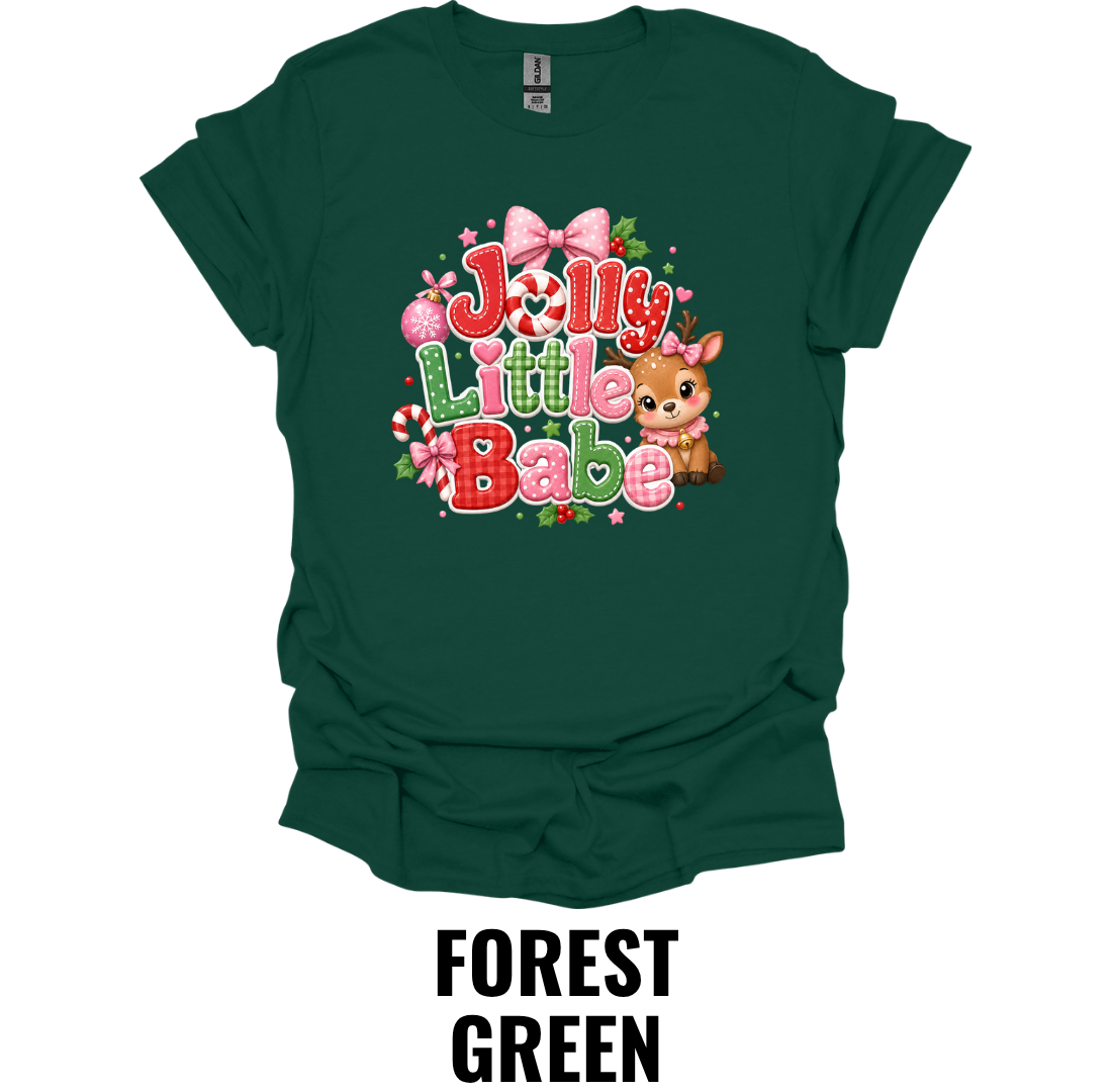 Jolly Little Babe Youth Christmas T-Shirt – Cute Girls Holiday Graphic Tee