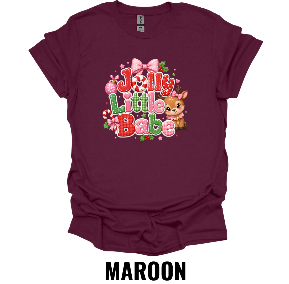 Jolly Little Babe Youth Christmas T-Shirt – Cute Girls Holiday Graphic Tee