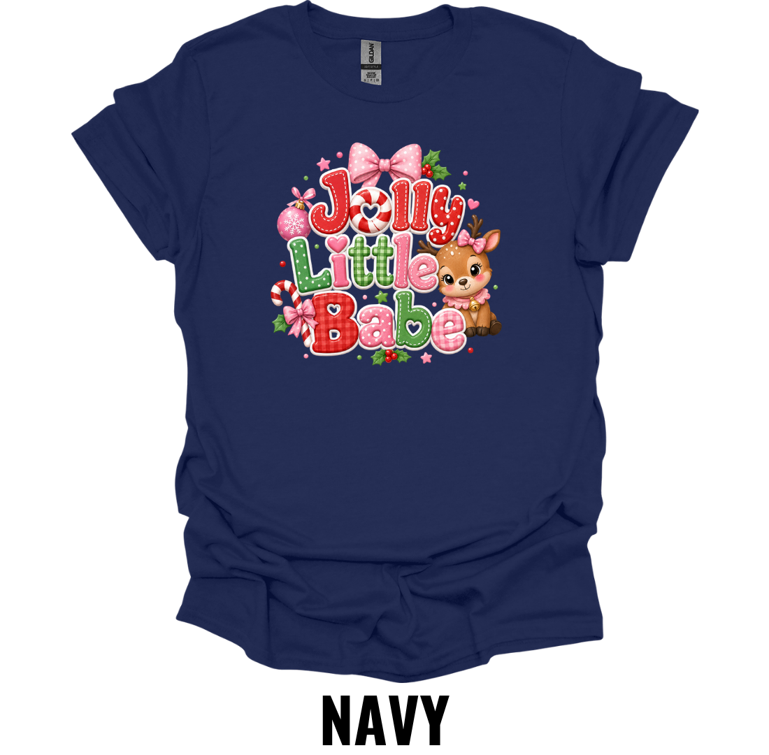 Jolly Little Babe Youth Christmas T-Shirt – Cute Girls Holiday Graphic Tee